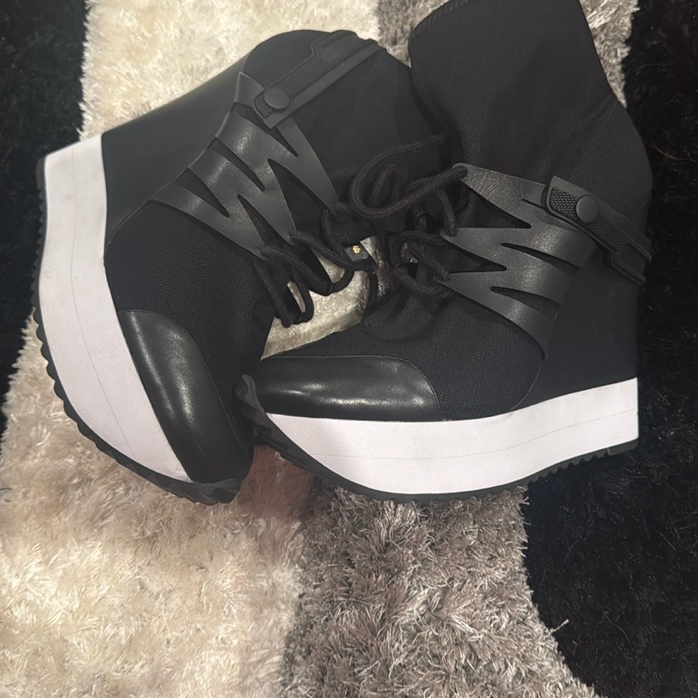 Ruthie Davis Black and White Platform Sneakers